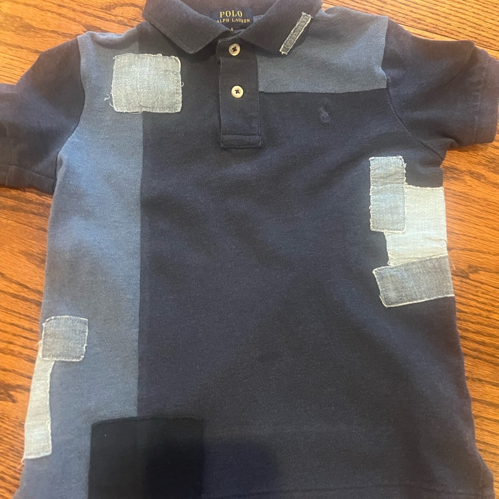 Polo by Ralph Lauren Kids Patchwork Polo - Navy and Light Blue